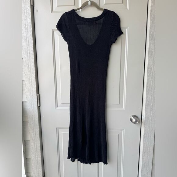 Free People Beach One Love Sweater Midi Cover-Up Dress Sz XS Black Linen Blend - Picture 5 of 7